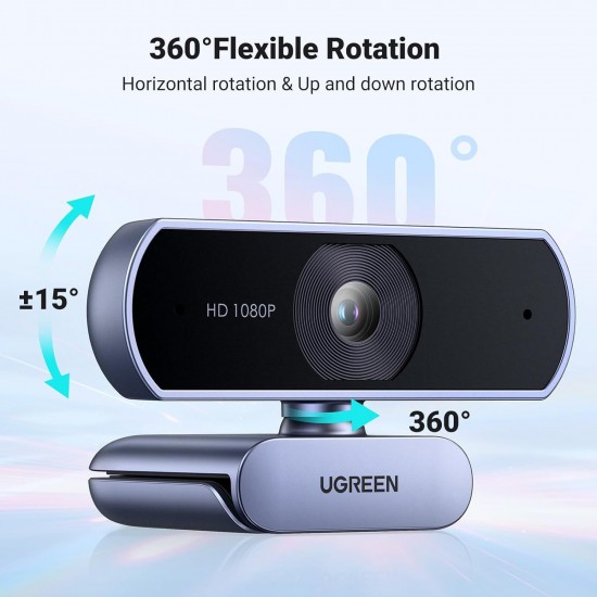 Ugreen Full-HD spletna kamera z dvojnim mikrofonom, 1080P (15728)