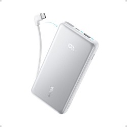 Anker Zolo prenosna baterija 10000mAh, 22,5W z vgrajenim USB-C kablom, bel (A110DH21)