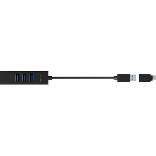 IcyBox IB-HUB1419-LAN USB-A/C mrežna kartica in 4-portni HUB