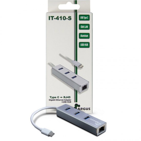 INTER-TECH ARGUS IT-410 gigabit LAN USB Type C 3-port Hub mrežni adapter