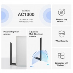 MERCUSYS MA30H WIFI AC1300 Dual Band USB brezžični mrežni adapter