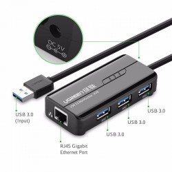Ugreen USB 3.0 hub na 3x USB A in RJ45 (20265)
