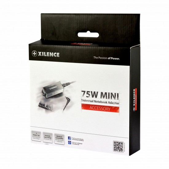 Polnilec za prenosnike, univerzalen, Xilence 75W mini XM008