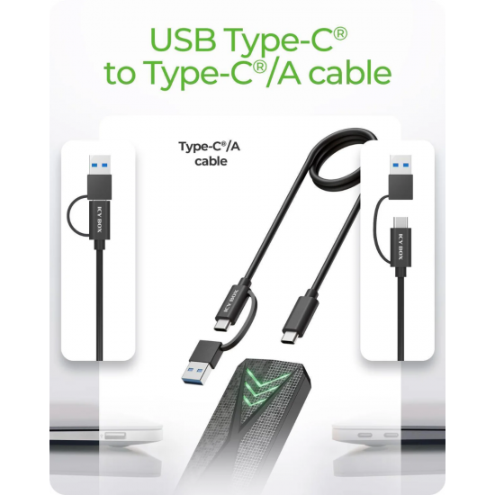 IcyBox IB-1805ML-CU31 ohišje za M.2 NVMe SSD z vmesnikom USB-C 3.2 Gen 2 in RGB lučmi