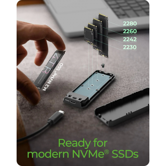 IcyBox IB-1805ML-CU31 ohišje za M.2 NVMe SSD z vmesnikom USB-C 3.2 Gen 2 in RGB lučmi