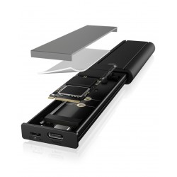 IcyBox IB-1807MT-C31 ohišje za 1xM.2 NVMe SSD z vmesnikom USB-C 3.2 in zaščito pred pisanjem