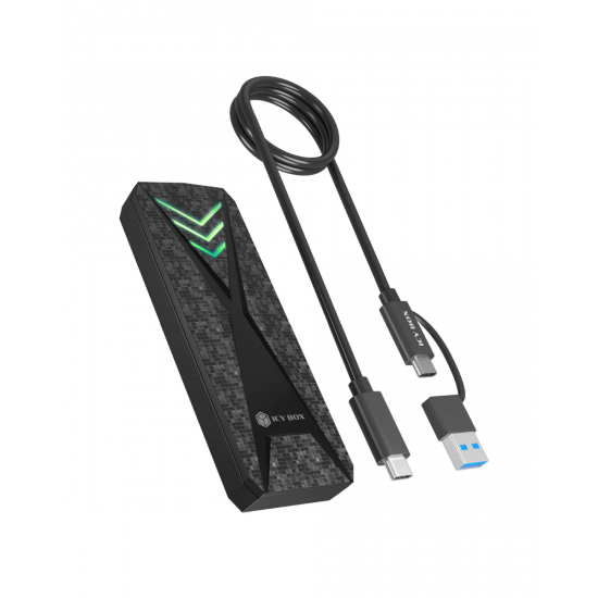 IcyBox IB-1805ML-CU31 ohišje za M.2 NVMe SSD z vmesnikom USB-C 3.2 Gen 2 in RGB lučmi