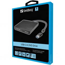 Sandberg USB-C/A DVD zunanji zapisovalnik (136-62)
