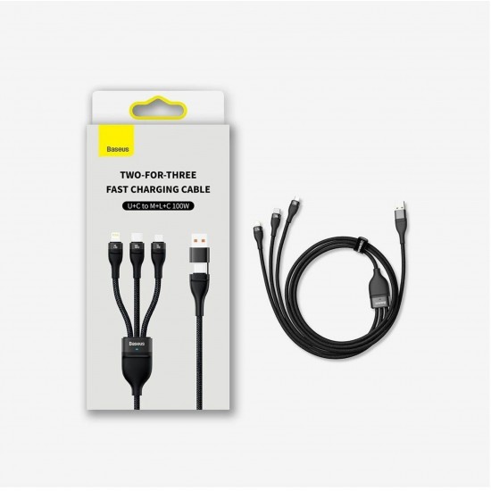 Kabel USB tip C + tip A 2v3 Lightning/ Tip-C/Mikro 100W 1.2m Baseus (CASS030101)