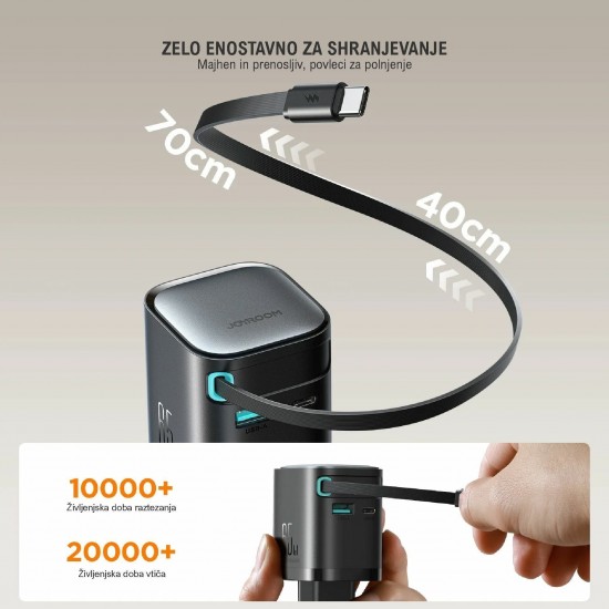 Joyroom polnilec 65W USB TipC TipA GaN QC PD s kablom (JR-TCL02)