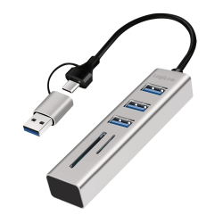 HUB USB-C/A => 3xUSB-A 1xSD 1xmicroSD LogiLink (UA0445)