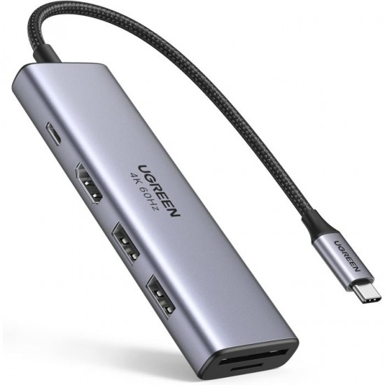 Ugreen 6v1 USB-C HUB 4K HDMI+čitalec kartic+2xUSB+PD 100W (60384)