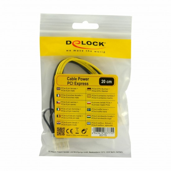 Delock adapter DC 6pin na 8pin za grafične kartice PCI-express 0,2m