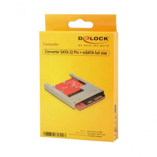 Adapter HDD SATA - mSATA z okvirjem 6cm Delock (61892)