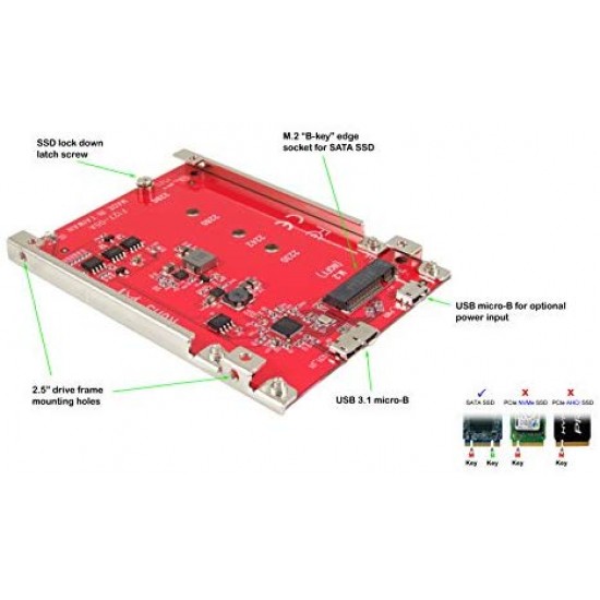 Adapter SSD, iz M.2 SATA v USB 3.1, Lycom DT-127