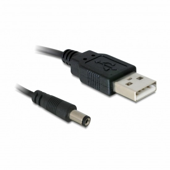 Kabel USB (M) – napajalni (M) DC 5.5 fi x 2.1mm, 1m Delock
