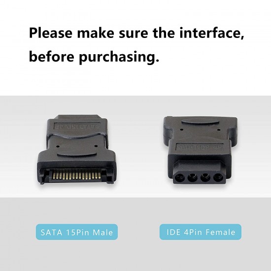 SATA adapter SATA 15-Pin Male/Molex Female