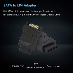 SATA adapter SATA 15-Pin Male/Molex Female