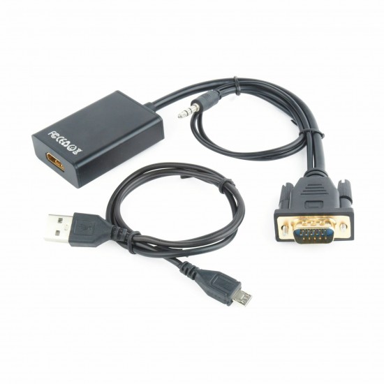 Adapter VGA M - HDMI Ž + avdio, Gembird