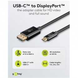 Goobay USB-C (M) na DisplayPort (M) 4k 60Hz 3m kabel (75706)