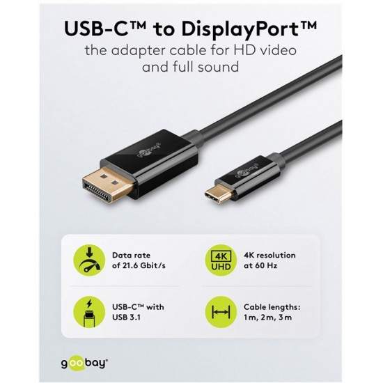 Goobay USB-C (M) na DisplayPort (M) 4k 60Hz 3m kabel (75706)