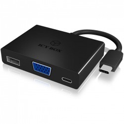 Icybox IB-DK4032-CPD adapter iz USB-C na VGA / USB-C in USB-A
