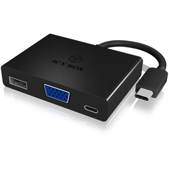 Icybox IB-DK4032-CPD adapter iz USB-C na VGA / USB-C in USB-A