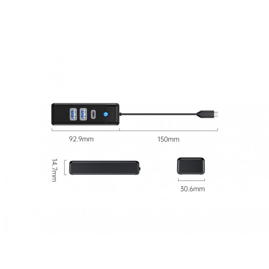 USB-C hub s 3 vhodi, 2x USB-A, 1x USB-C, USB 3.0, 0.15m, ORICO PWC2U-C3-015